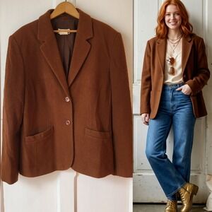 Vintage Steilmann Brown Wool Cashmere Blazer Jacket Size 12